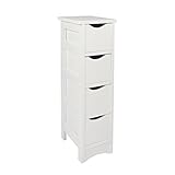 Woodluv Slimline MDF 4-Drawer Bathroom Storage Unit, 19 x 25 x 65.5 cm, White (Kitchen &amp; Home)