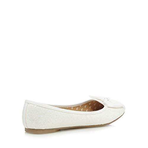 Bluezoo Kids Girls Ivory Glittery Large Bow Pumps 10 Younger