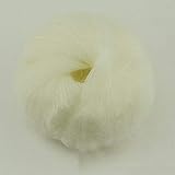 Muy suave y bonito. Ovillo de lana de ganchillo Angora Mohair 2019 de 10 colores (rojo), blanco, Tamaño libre