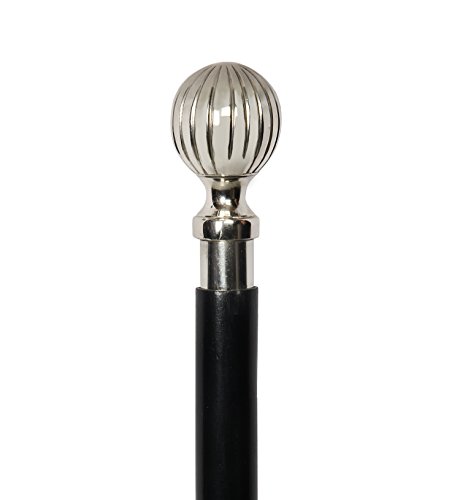 Bastón de madera Icrafts, 94 cm, estilo clásico, de madera de ébano y de sheesham negra; decorado con mango plateado, para hombres y mujeresBastones decorativos de madera.