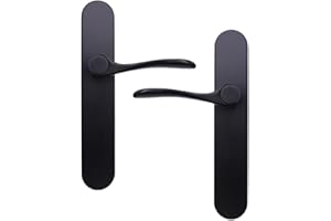 EMPYR Poignée de porte plaque sans perçage noire sans verrou - design moderne et facile à installer - poignées aluminium pour portes - ensemble complet - Easy K