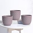 UGAOO Verona Diamond Round Plastic Planter for Home & Balcony Garden (11 CM) -Set of 3 (Mocca)