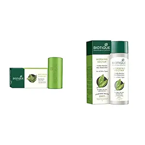 Biotique Basil And Parsley Revitalizing Body Soap, 150g And Biotique Morning Nectar Flawless Skin Lotion for All Skin Types, 190ml