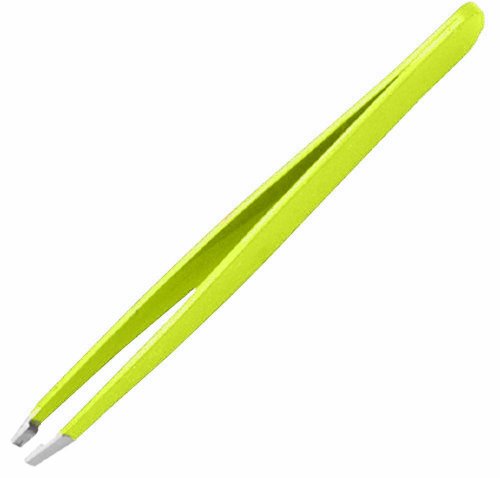 OceanPure Stainless Steel Slant Tip Tweezer (Neon Yellow)