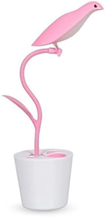 SKR Children's Bedside Lamp Rechargeable, LED Table Study Eye-Care Reading Dimmable Touch Sensor Switch, Organizer Pen Holder for Kids (Pink)