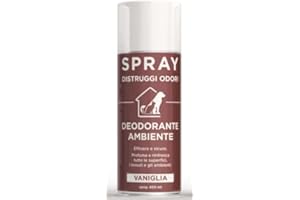 BIOPET IGIENIPLUS Spray Distruggi Odori per Ambienti e Tessuti - Purifica Gli Ambienti/Superfici/Tessuti frequentati da Cani e Gatti Senza alterare Le Loro proprietà Olfattive. Spray 400ml (Vaniglia)