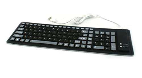 Preisvergleich Produktbild BIANJESUS Spiel-Tastatur-Laptop, der Die Wasserdichte Staubdichte Silikon-Überlauf-Widerstand-Mechanische Membran Bearbeitet Ergonomisches 103 Faltet,Black