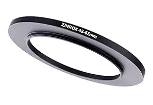 ZINROX 43-55mm Step Up Filter Adapter Ring -'' Camera Lens Thread :- 43mm  '' - Set of 1 Piece - Allows You to Fit Larger Size Lens Filters on a Lens with a Smaller Diameter - Size : 43-55mm Ring