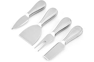 CLARMONDE Set di 4 coltelli da formaggio in acciaio inox di alta qualità, taglia, spalma tutti i tuoi formaggi preferiti