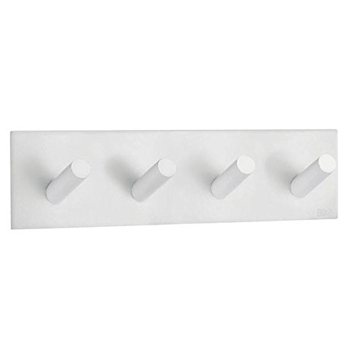 beslagsboden Quadruple Haken "Design selbstklebend aus gebürsteter Edelstahl, weiß