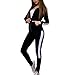 Produktbild saymany Sportbekleidung Damen Zipper Mode Streifen Trainingsanzug Frauen Lange Ärmel Top + Lange Hose Sportswear 2 Stück Set Sport Yoga Outfit