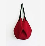  Bolso de hombro para la mujer, bolsa de tela roja con cuero negro correa para el hombro, limited edition BBagdesign