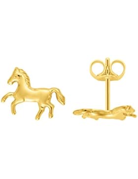Gelbgold Pferd Ohrstecker in Gold 333 8 Kt