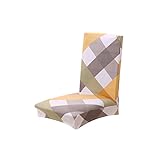 UEETEK Cubierta de la silla del patrón de rejilla elástica extraíble funda de asiento Protector escudo de muebles para el comedor del Hotel