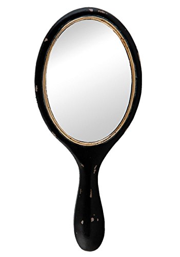 Clayre & Eef 62S069 Spiegel Handspiegel Kosmetikspiegel schwarz ca. 10 x 2 x 23 cm