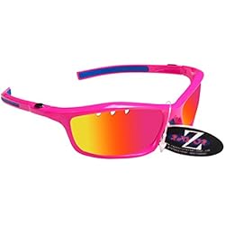 Rayzor Lunettes léger UV400 Rose Sports Wrap tir à l'arc Lunettes de Soleil, avec Une Rose Vented Iridium Miroir Anti-éblouissement Objectif