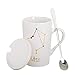 Produktbild JINCHANGWU Geschenkbecher Keramiktasse mit Konstellation Gemälde Kaffeebecher mit Löffel ausstatten und Becherdeckel Kaffee Tasse - Waage
