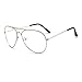 Produktbild Skitic Retro Pilotenbrille Metallgestell Fensterglas Brille Ohne Stärke Durchsichtige Gläser Aviatorbrille Dekobrille - Silber