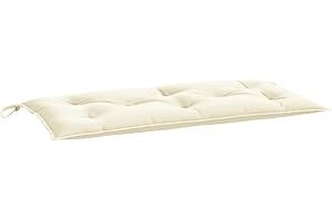 vidaXL Coussin de Banc de Jardin, Coussin de Siège, Coussin de Banc de Patio, Coussin de Meuble de Jardin d'Extérieur, Blanc Crème 100x50x7 cm Tissu Oxford