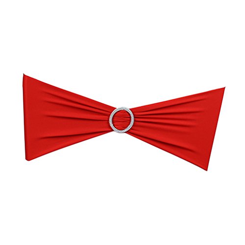 Lycra Stretch Spandex Stuhlschleifen Band Schleifenbänder Schleifen für Stuhl Stuhlhussen Hochzeit Partei Mit Schnalle Dekor - Rot