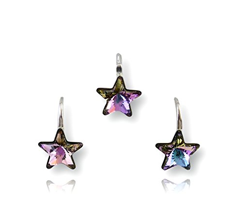 Crystals & Stones *STERN* *Vitrail Light* Mädchen Schmuck Set *Schön Schmuckset mit Kristallen von Swarovski Elements – Wunderbare Ohrringe und Halskette mit Geschenkbox