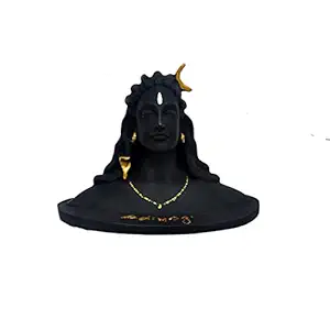 asiatick Resin Car Dashboard Idol Lord Shiva Adiyogi (Black Medium)