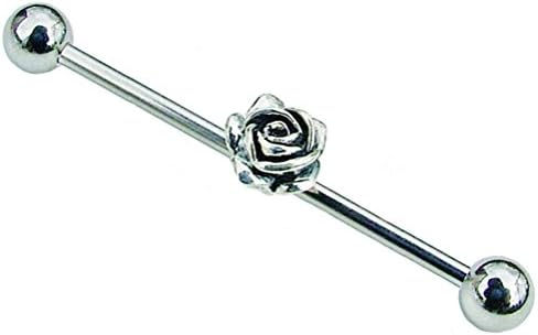 Flower Industrial Ear Piercing Scaffold Bar - 32mm