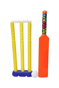 Confidence Kids Cricket Kit Set with 3 Stump and Ball for Playing Multi Color Pack of 1