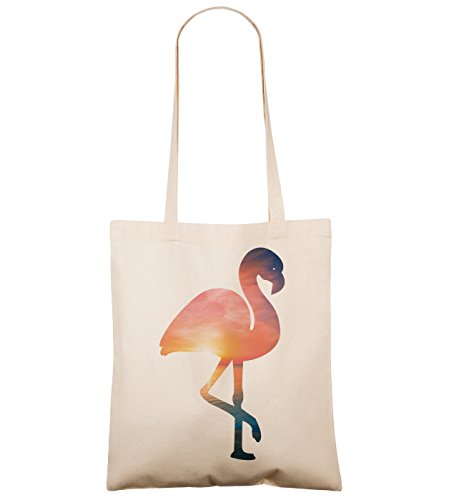 Mr. & Mrs. Panda Tragetasche Flamingo – 100% handmade in Norddeutschland – Flamingo, Pink, Federn, Flusskrebse Tragetasche, Tasche, Beutel, Jutetasche, Bag, Jutebeutel, Einkaufstasche, Motiv, Spruch, bedruckt, Druck Flamingo, Pink, Federn, Flusskrebse - 2