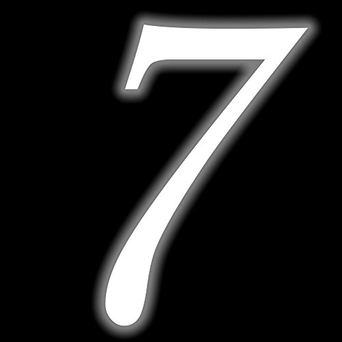Leuchtziffer - Selbstklebende Hausnummer - 7 - leuchtend , 10 cm hoch - Kleben statt Bohren, nachleuchtend Aufkleber, Ziffer, Zahlen - Leuchtfolie