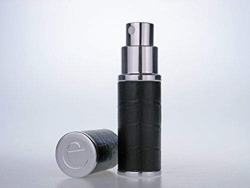 The Essential Atomizer Co. Black & Silver Faux Croc 10ml Refillable Fragrance Perfume and Aftershave Travel Atomizer. Comes with a Funnel & Gift Box