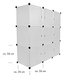 VENKON – Stufenregal Steckschrank Stoffschrank Frei Gestaltbares DYI Regalsystem: 9-Modulfächer mit Türen, satiniert-transparentes Steckregal - 7