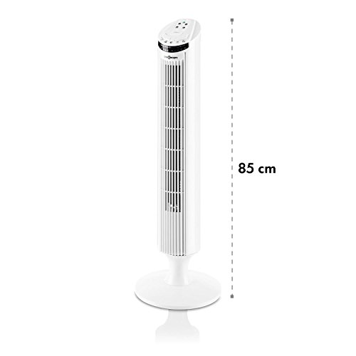 oneConcept Blitzeis • Säulenventilator • Turmventilator • Ventilator • mit Fernbedienung • 50 Watt • Oszillationsfunktion 45° • Timer • 3 Geschwindigkeitsstufen • 3 Ventilationsmodi • LED-Display und Touch-Bedienfeld • Turmdesign • sparsam • weiß - 6