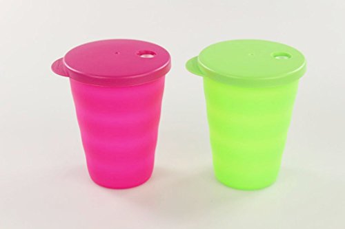 TUPPERWARE Junge Welle Trinkhalmbecher 330 ml neon grün limette+neon pink 17068 - 2