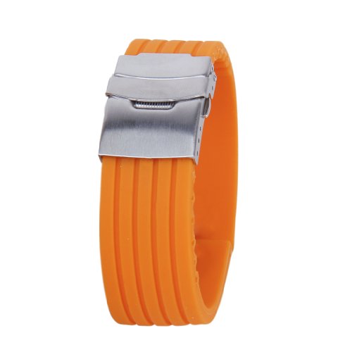Orange Kautschuk Uhr Armband Uhrarmband Band Faltschliee Wasserdicht 24mm Orange Kautschuk Uhr Armband Uhrarmband Band Faltschliee Wasserdicht 24mm