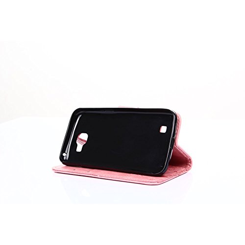 LG K4 Hülle Leder ,SKYXD Drucken Schmetterling Blumen Prägung Motiv PU Folio Ledertasche [ Standfunktion / Magnetverschluss / Kartenfächer] Einfarbig Handyhülle 3 in 1 Handytasche mit Eule Staubstecker + Eingabestift für LG K4 Schutzhülle – Pink - 5