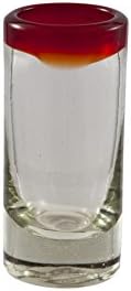 Set of 4 Mouth Blown Red Halo Shot Glasses (H. 9 cm)