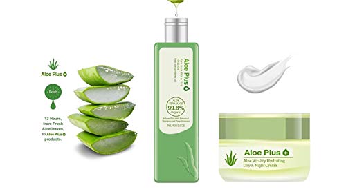 Gel de aloe vera, tóner de aloe y crema de 24 h - 99,8% de aloe vegetal orgánica con manteca de karité y ácido hialurónico para todos los tipos de piel - de Secret Essentials