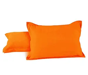 AURAVE Excel Cotton 2 Pieces Plain Pillow Cover Set - 18 X 27 inches, Orange