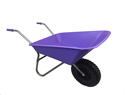 LILAC PURPLE PLASTIC WHEELBARROW WITH PUNCTURE PROOF PU WHEEL - 85L
