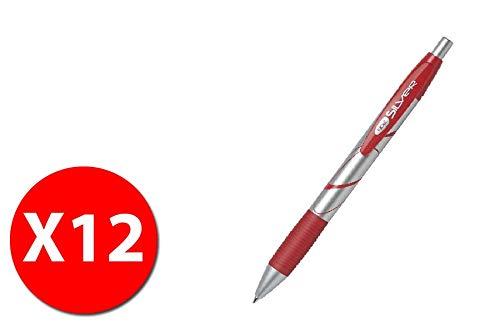 Etafelt Hi-Text 902 Silver - Bolígrafo retráctil (1 mm, 12 unidades), color rojo