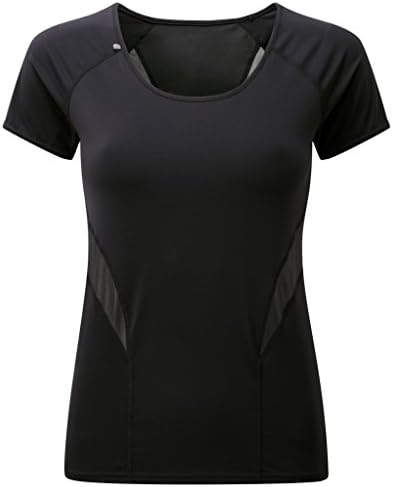 Tribesports Women's Running Panelled Tee - Black - Large