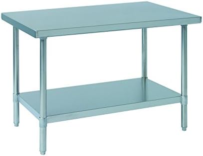 Tarrison WT2424 Heavy Duty Stainless Steel Top Work Table with Galvanized Legs and Undershelf, 24" Length x 35" Height x 24" Depth