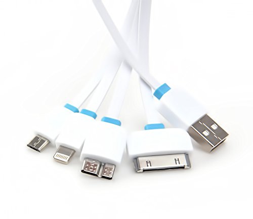 2X Multi Ladekabel,4 in 1 USB Kabel . Multi Mehrfach Adapter Kabel mit 8 Pin Lighting / 30 Pin / Micro USB 2.0 / Mini USB Ports - 5
