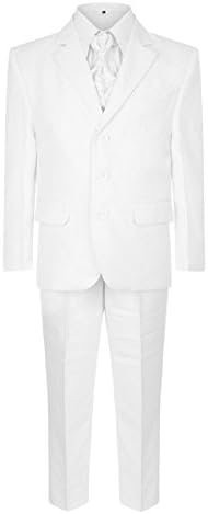 Boys 5 Piece Wedding Party Christening Baptism Prom Formal White Suit: Size: 14 Years