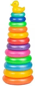 Toy Mall Plastic Duck Stacking Ring Super Stack Up Educational Toy Multicolour 12 Rings for Toddlers