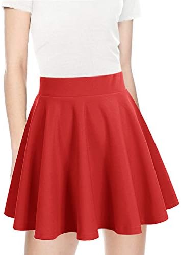 Bridesmay Women's Basic High Waist Casual Mini Skirt Versatile Stretchy Flared Skater Skirt