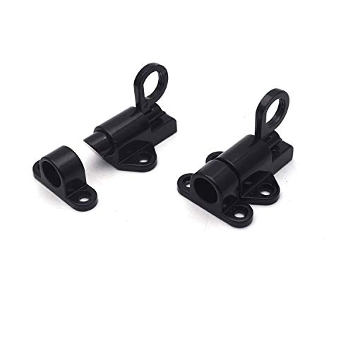 3 Pcs Black Aluminum Alloy Window Gate Cabinet Pull Ring Spring Load Security Automatic Door Bolt Latches Lock with Screws