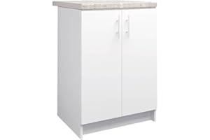 JD Greta Fixed Height 600mm Kitchen Base Cabinet Floor Unit with 38mm Worktop – White Matt