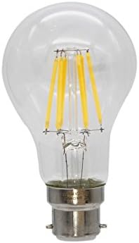 FBL LED Transparent Filament A60 Edison Lamp 6W, 50W Equivalent Incandescent, B22 Base, Warm White, 360 Degrees Beam Angle, AC220-240V, Use in Living room, Bedroom, Hotel, Restaurant